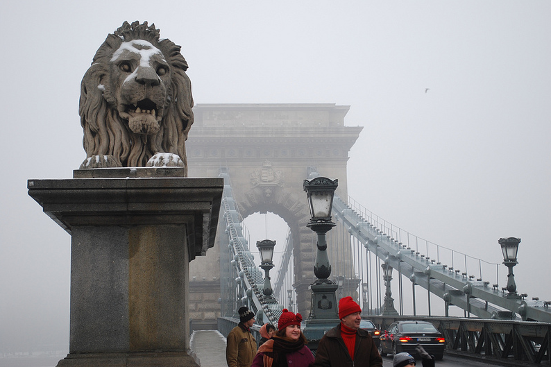 Budapest Chain Bridge Winter