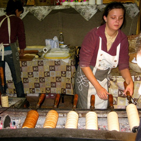 Budapest Christmas Market Making Chimney Cake TopBudapestOrg