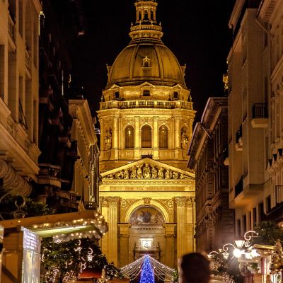 Budapest Basilica Christmas Advent Market Festive Fairy Lights Tree Gabor Bejo