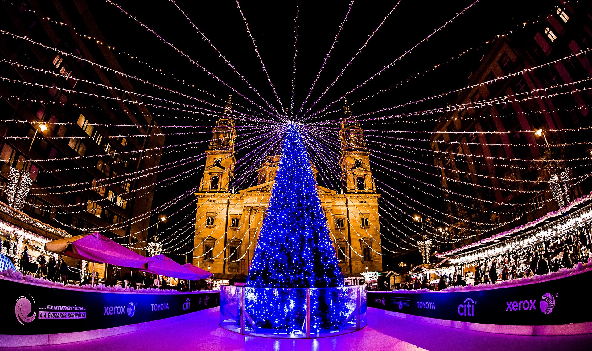 Budapest Christmas Market Festive Fairy Lights Tree Gabor Bejo