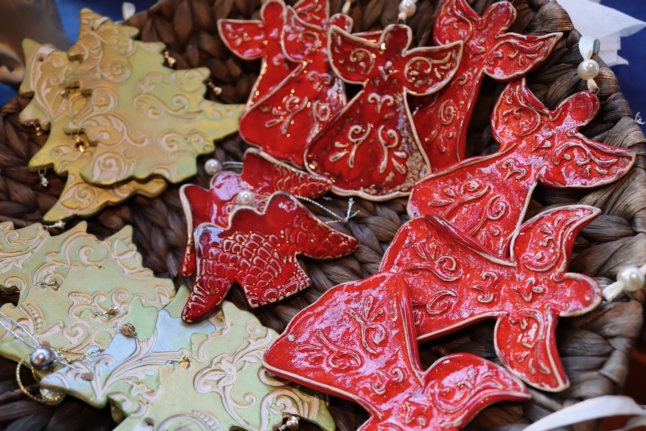 Budapest Obuda Advent Christmas Market Handcrafts Red Angel Enamel